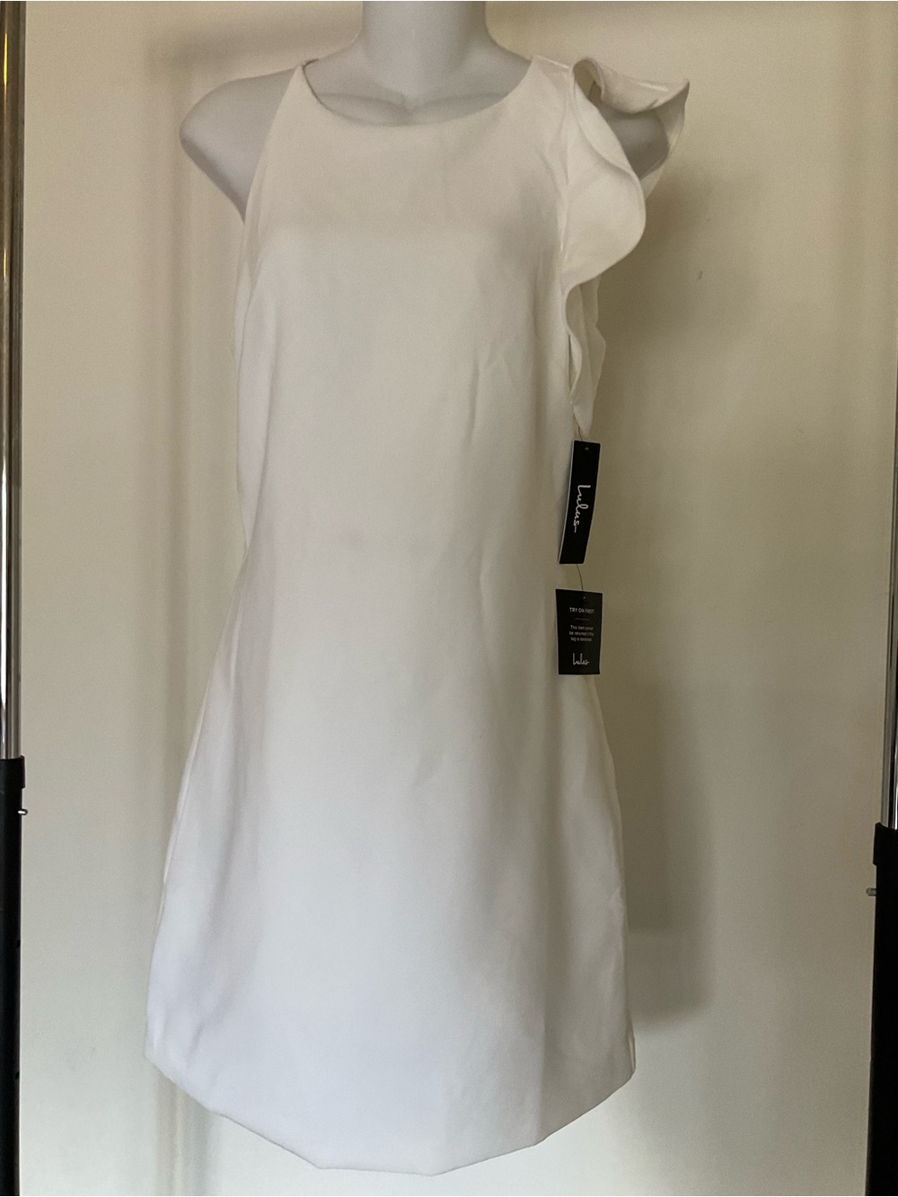 Lulu's White One-Shoulder Ruffle Shift Dress - Minimal Elegance